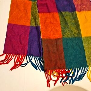 Vintage Multicolor 100% Cashmere Wool Scarf  Made in England 49L X 11.5 W inches
